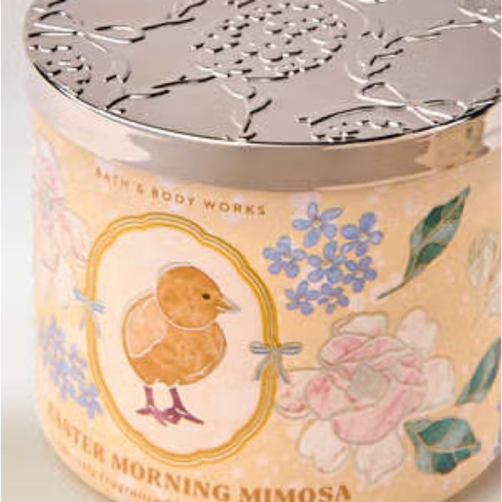 Bath & Body Works Easter Morning Mimosa 3 Wick Scented Candle With Cover New